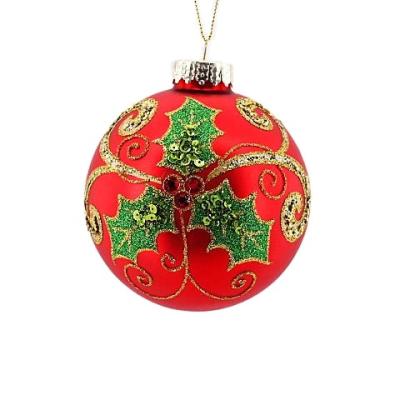 China Christamas Tree Decoration 100mm Christmas Tree Ball Glitter Glass Ball Decoration Special Custom Hanging Colorful Hanging Glass Ball Ornament for sale