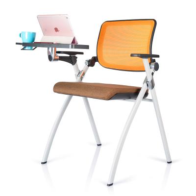 China Foldable Stackable Conference Room Training Meeting Office Waiting Chair With Tablet for sale