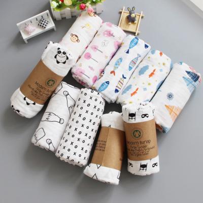 China 2018 Hot Selling / Custom Available Wholesale Cheap PORTABLE Patterns Baby Quilted Knitting Muslins Wraps 100%Bamboo 4layer Blanket Gauze for sale