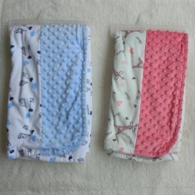 China PORTABLE 230GSM printed super soft solid fleece+230GSM coral+230GSM bubble fleece super soft baby blanket for sale