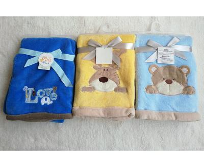 China PORTABLE solid 280GSM flannel+embroidery baby blanket for sale