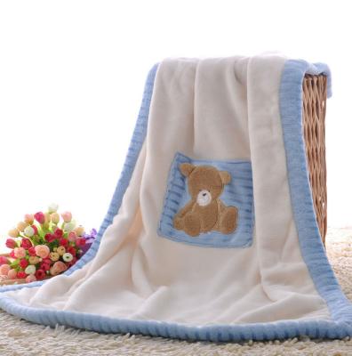 China Short sleeve NO MOQ embroidered baby blanket, cartoon coral blanket, thick blanket for kids for sale