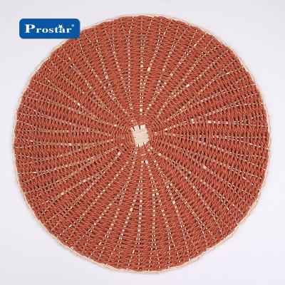 China Sustainable Wholesale Round Paper and Rattan Place Mat Natural Material Dining Table Mat for sale