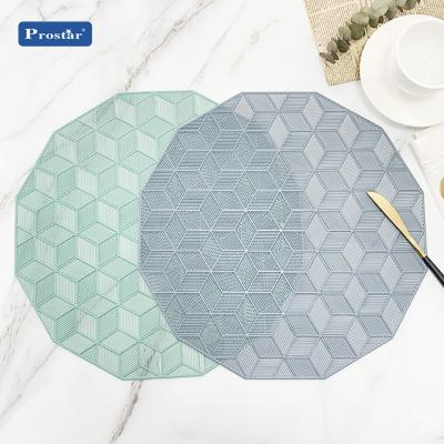 China Hexagon PVC Place Mat Sustainable European Style Non Slip Table Mat for sale