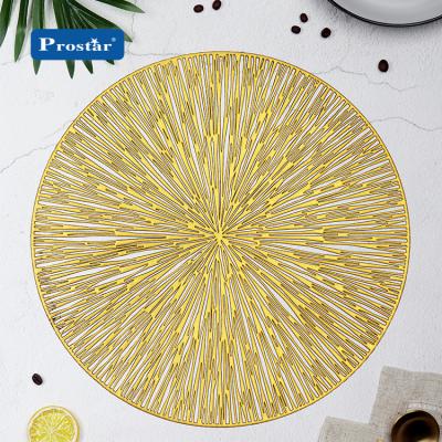 China Best Selling New Product Sustainable Hollow Out Metallic PVC Place Mat Gold Christmas Place Mat for sale