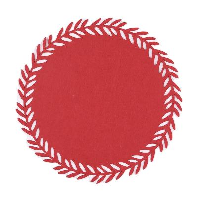 China 2020 Wholesale New Viable Festival Felt Place Mat Round Red Table Mat for sale