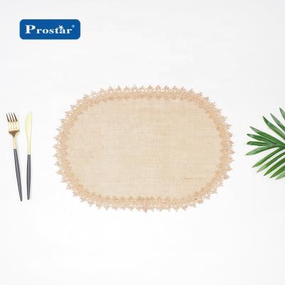 China Sustainable Wholesale Jute Place Mats With Oval Lace Jute Place Mats for sale