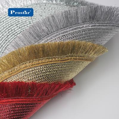 China Viable Christmas Tassels PP Shine Gold Silver Round Woven Place Mat for sale