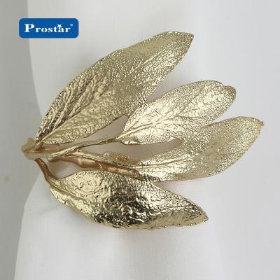 China Sustainable Christmas Opens Napkin Holder Metal Napkin Rings Leaves Napkin Ring Holiday Decorations for sale