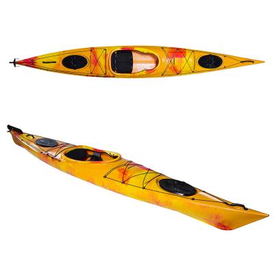 China Single Sit In Kayak JFM GK22 HDPE Single Sit In The Ocean Kayak Rowing Boat For One Seat for sale