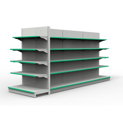 China Double Sided Grocery Shelves 5 Layer Supermarket Shelving System Supermarket Equipment Shelves for sale