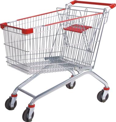 China Flexible Trolley Zinc Shopping Cart With Wheels Transparent Powder Coated Supermarket for sale