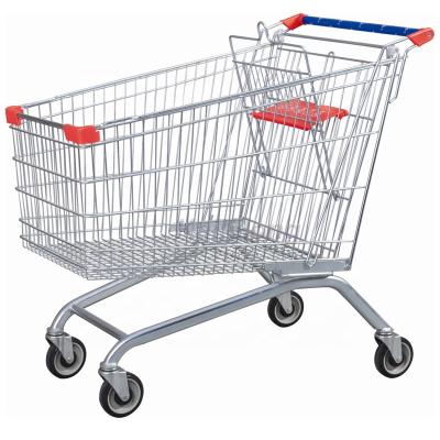 China Flexible Supermarket Shopping Trolley Trolley Metal Surface With Customized Logo for sale