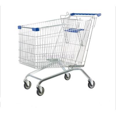 China Flexible Awesome 270L Supermarket Trolley Metal Shopping Trolley With Seat for sale