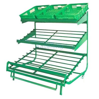 China KLL supermarket double sided vegetable and fruit rack cold rolled steel with high quality for sale