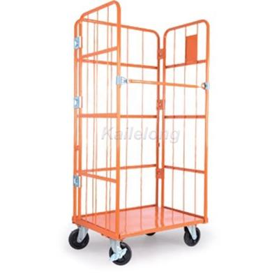 China Easy To Move 4 Sides Supermarket Retail Express Delivery Logistic Storage Galvanized Collapsible Metal Roll Container for sale