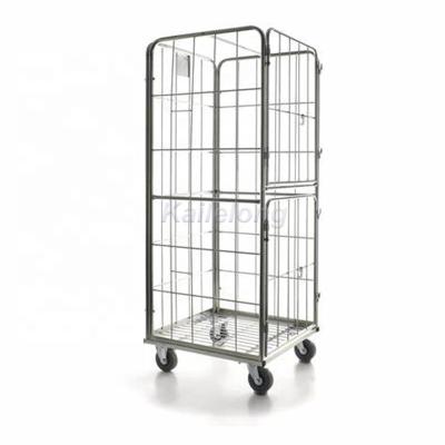 China Easy To Move Custom Quality Mesh Storage Cage Steel Roll Container For Warehouse for sale