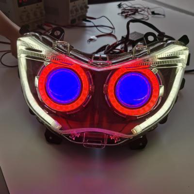 China NMAX 155 MOTORCYCLE Evil Eyes Angel Eyes HID LED HEAD LAMP WITH NEON LIGHT FOR YAMAHA NMAX 155 ACCESSORY for sale