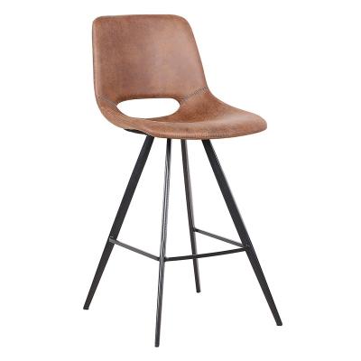 China Eco-Friendly Antique Brown PU Upholstered High Backrest Leg Metal Frame Kitchen Cheap Bar Stool Bar Chairs Vintage Luxury for sale