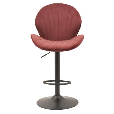 China Eco-friendly Suede Burgundy Bar Furniture Stools Blue Luxury Bar Chairs Revolving Chair Modern Kitchen Counter Chairs Modern Bar Stool for sale