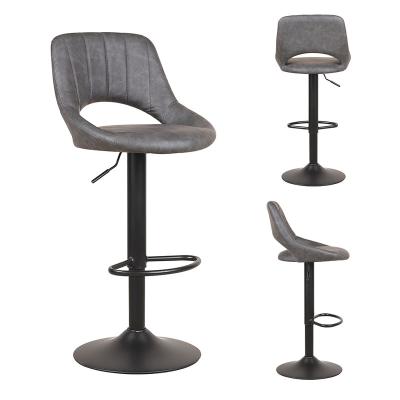 China Eco-friendly fabric leather optional vertical stitching high adjustable black metal base bar stool chair bar stool furniture bar chairs for sale