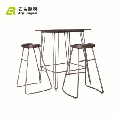 China Mordern Retro Finish Metal Bar Stool Supplier Commercial High Coffee Bar Table and Chairs Set for sale