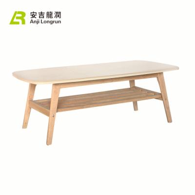 China Simple Living Room Use Low Style Wooden Strip Solid Wood Side Table With Placement for sale