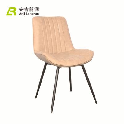 China Eco-friendly Iron Leather Steel Foot Antique PU Dining Chair In Modern French Style for sale