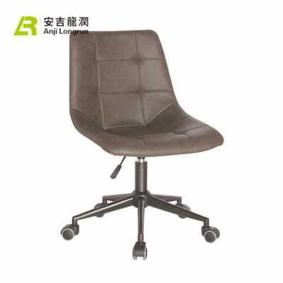 China Eco - Friendly Antique Patchwork French PU Leather Back Swivel Dining Chair With Wheels for sale