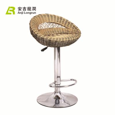 China Bar Chair Height Adjustable Rattan Seat Swivel Chromed Footstool Low Bar Chair for sale