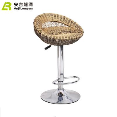 China Hot Selling Popular Adjustable Bar Stool Rattan Bar Stool Chair With Metal Base for sale