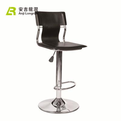 China Anji Eco-friendly Modern Adjustable High Back Armless Metal Base Bar Stool Chair for sale