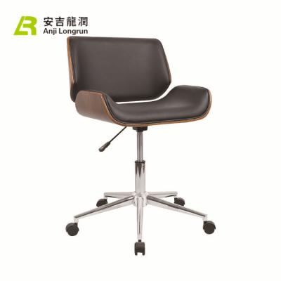 China Executive PU Swivel Chair Strip Wood Leather Office Chair for sale