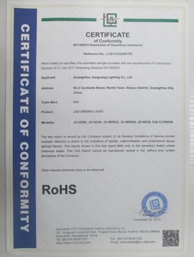 RoHS - Guangzhou   Jianguang   Lighting Co., Ltd.