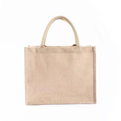 China Wholesale Natural Reusable Jute Bag Folding Logo Recycled Tote Shopping Bag Custom Grocery Bag for sale