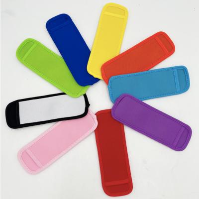 China Summer Waterproof Pure Popsicle Color Popsicle Pouch Neoprene Ice Pop Sleeve Cooler Popsicle Holder Bags for sale