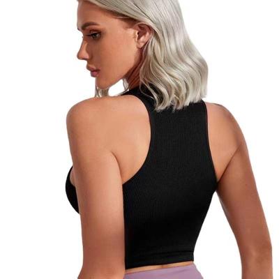 China Wholesale Women's Breathable Quick-Drying Full-Wrapped Sports Fitness Tops Solid Color Sleeveless Yoga Wear for sale