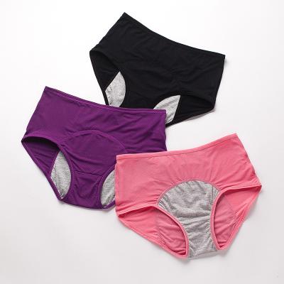 China Antibacterial Breathable Mesh 3 Layers Postpartum Mid Waist Women Plus Size Panties Colorful Period Panties for sale