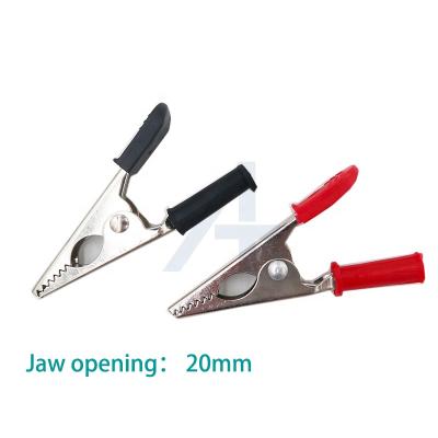 China JIALUN 2PCS Mini Test Crocodile Electrical Clamps Nickel Plated Brass Red Black Copper Clips for sale