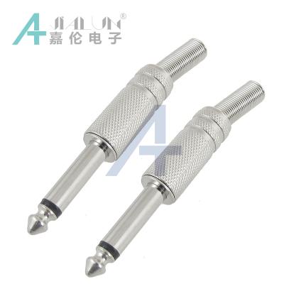 China audio & JIALUN Metal Male 6.35mm Mono Video Plug With Spring Cable Protector Solder Connector for sale