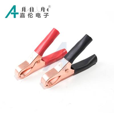 China JIALUN 50A Iron Clip 75mm Crocodile Caravan Red Black Caravan Van Battery Clamps Test Lead Cut Jumper Wire Electrical C for sale