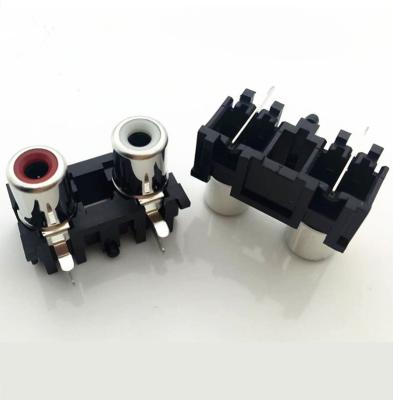 China Universal RCA jack for PCB panel installation jtele AV RAC pin is inserted into 2 hole socket pin RCA connector female base RCA-205 for sale