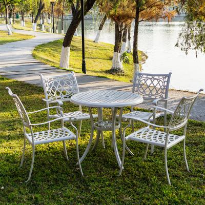 China Modern Wholesale Polyester Leisure Cushion Metal Aluminum Casted Dining Chair for sale