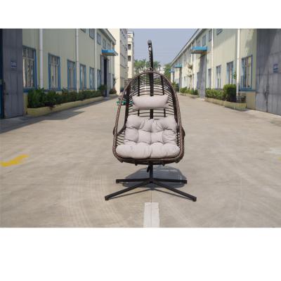 China Modern Design KD Balcony Rattan Egg Hanging Chair With Steel Frame Outdoor Living for sale