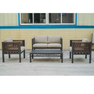 China 2022 hot sales design contemporary luxury outdoorrope furniture set aluminum material include cushion for outdoor leisure for sale