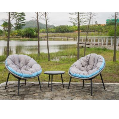 China 2022 modern design KD chair 3pcs balcony rattan furniture set balcony furniture with aluminum frame for sale