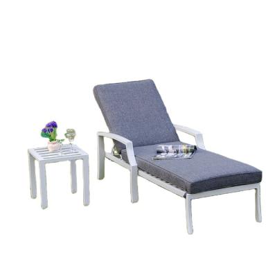 China Modern Outdoor Furniture Pool Garden Sun Sofa Bed Swept Aluminum Sling Beach Lounge Chair With Side Table for sale