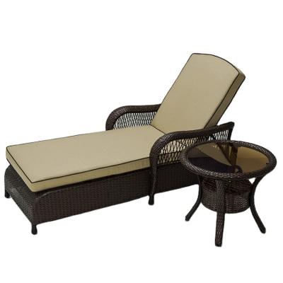 China Modern Outdoor Furniture Pool Garden Sun Sofa Bed Swept Rattan Sling Beach Lounge Chair With Side Table for sale