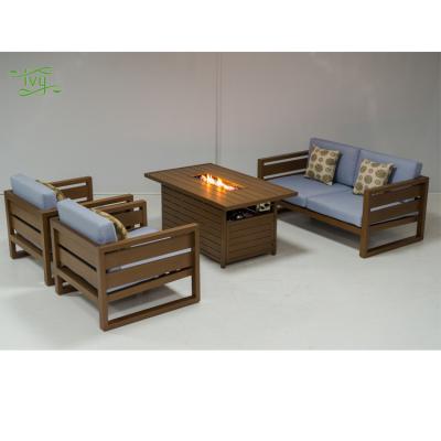 China Modern design 2022 china factory luxury garden sofa outdoor furniture with firepit for heater for sale