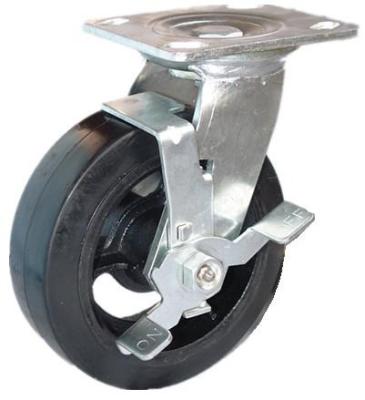 China SWIVEL Swivel 6 Inch Solid Rubber Steel Caster With Brake for sale